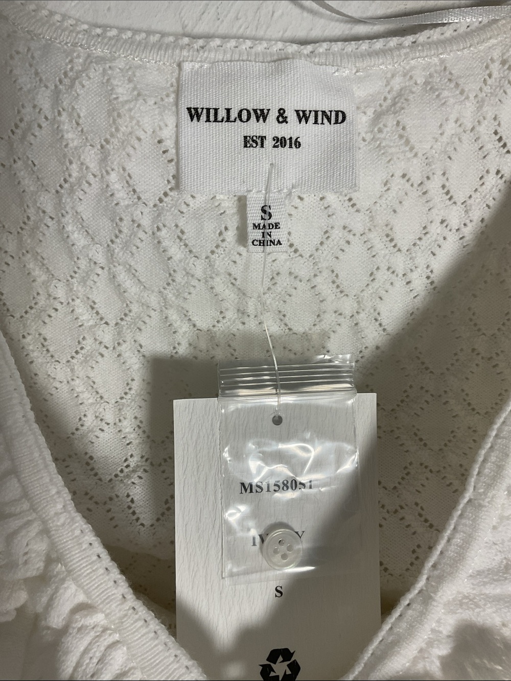 Willow & Wind White Pointelle Knit 2-Piece Dress & Cardigan Set Size S NWT - Picture 7 of 9